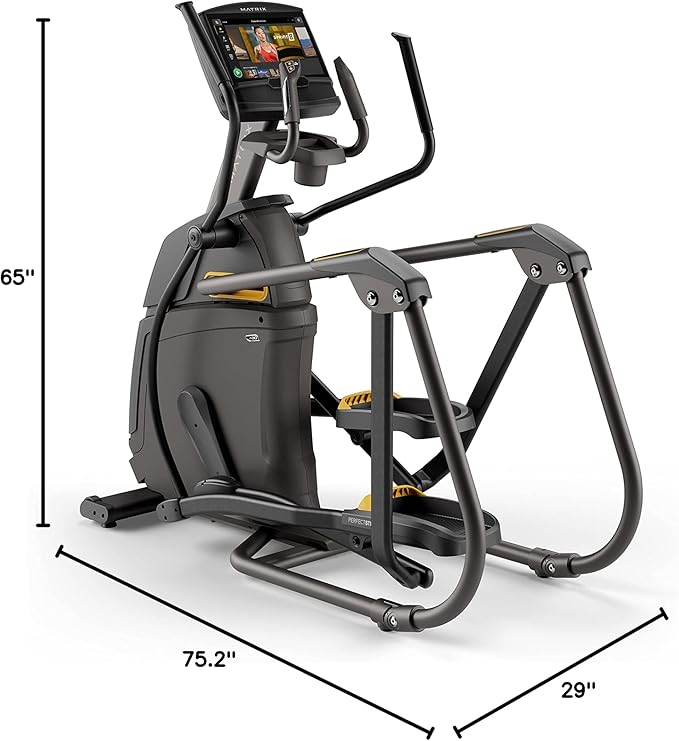 Matrix Fitness A30 Ascent Elliptical with XIR | 16" Touchscreen (WiFi+BT+HDMI) | Low Impact Workouts, Full Body Cardio | Space Saving Compact Design, Suspension Elliptical with Adjustable Incline