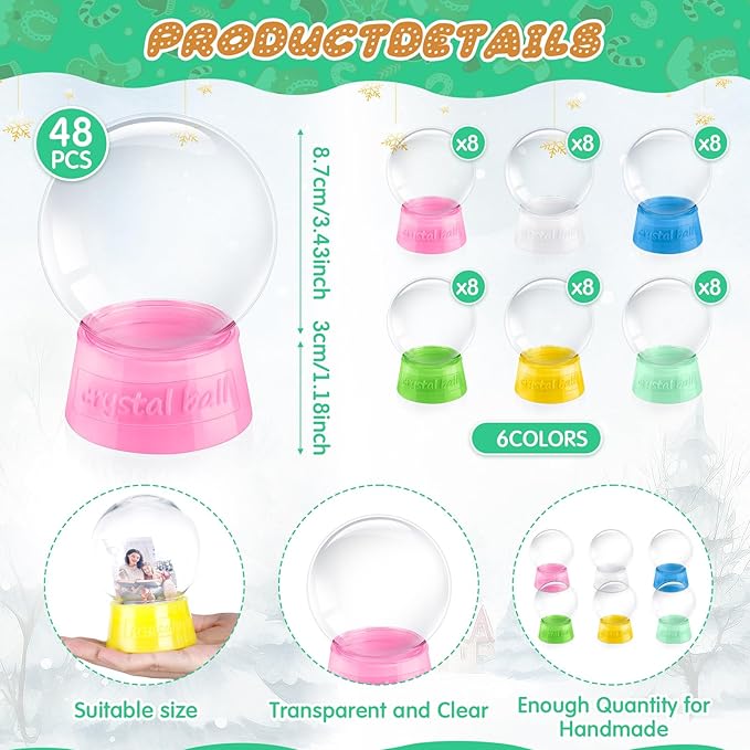Mifoci 48 Pcs 4 Inch Empty Snow Globe Clear Fillable Water Globe with Screw Off Cap Empty Valentines Day Plastic Snow Case for DIY Crafts Home Decoration Display Plant
