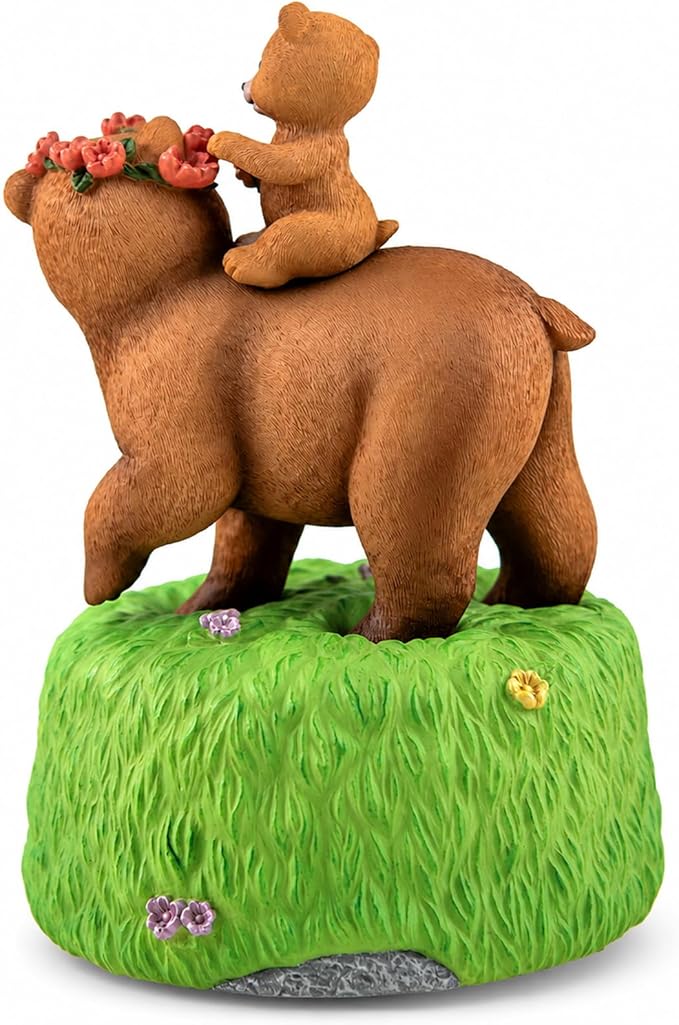 AIDLNS Sunshine of Mom’s Heart - Handcrafted Resin Bear Music Box, Rotating Collectible Figurine, Plays You are My Sunshine – Mother and Daughter Bear Gift for Birthday, Christmas & Home Decor