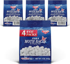 Enoz Para Moth Balls, Kills Clothes Moths and Carpet Beetles, No Clinging Odor, 4 Oz (Pack of 4)