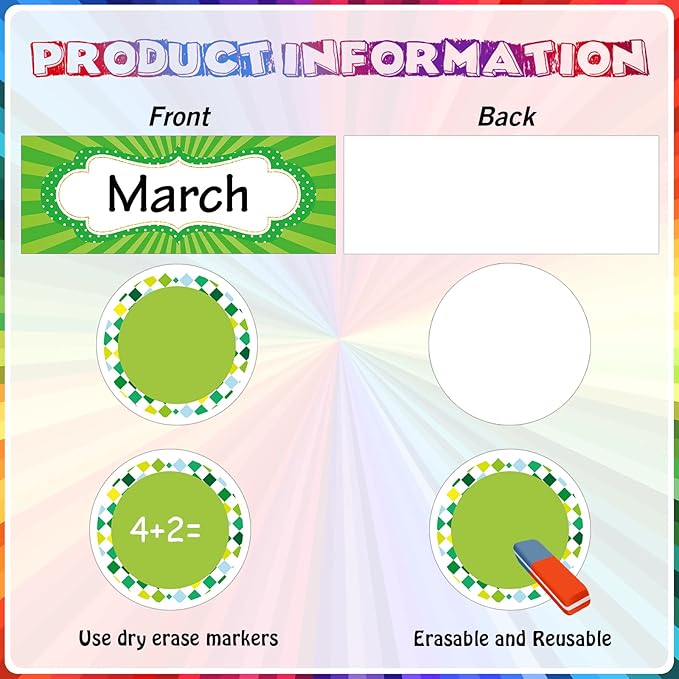 Zonon 48 Pieces Holiday Monthly Headliners Set 12 Months of The Year Headers Seasonal Monthly Bulletin Board Borders with 36 Round Blank Confetti Cutouts(Simple Style)