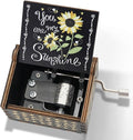 You are My Sunshine Music Box Hand Crank Vintage Wood Engraved Music Boxes, Musical Gifts for Wife Mother Boyfriend Girlfriend Friend Birthday Christmas Anniversary Valentine's Day Mothers Day