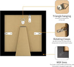 6x6 Picture Frame 3 Pack - Black Poster Frame Display Pictures 4x4 with Mat or 6 x 6 Without Mat for Wall Hanging Horizontal and Vertical