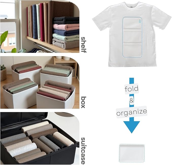 7 Pcs PLIIO Large Filers, Foldable Clothes Organizer, Space-Saving Closet and Suitcase solution, Wrinkle-Free Storage Solution for Home and Travel, Wardrobe Organizer and Clothes Folder