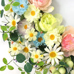 JINGHONG 24” Artificial Flower Wreath,Daisy and Rose Wreath Colorful Spring/Summer Floral Wreaths for Front Door Wall Window and Holiday Festival Party Banquet Wedding Decor