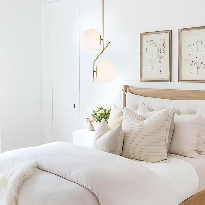 7.1 Inch Frosted White Glass Globe Lamp Shade with 2.56" Smooth Opening (No Lip) Milk Glass Ball Lampshade Cover Opal Sphere Shade Chandelier Light Fixture for Wall Sconce Pendant Light Table Lamp
