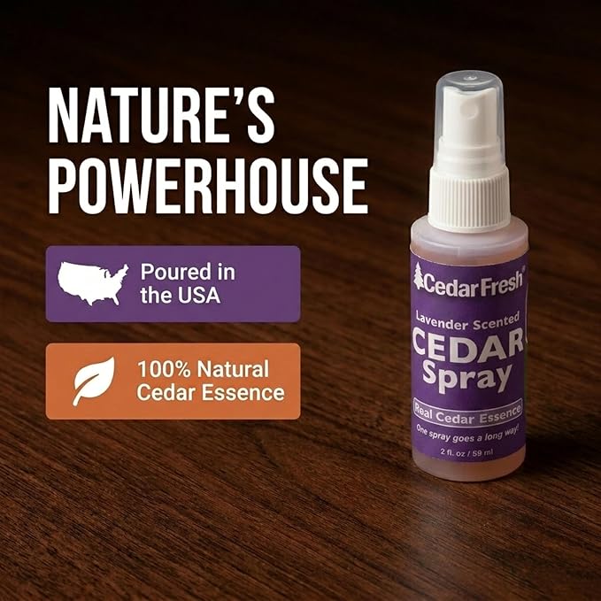 Household Essentials CedarFresh Lavender Cedar Power Spray, 2-Ounce Concentrated Essence for Blocks, Hangers, Closets, Drawers, Chests & Wardrobe Freshening