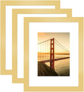 8.5x11 Picture Frame 3 Pack - Brown Poster Frame Display Pictures 6x8 with Mat or 8.5 x 11 Without Mat for Wall Hanging Horizontal and Vertical