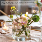 CONNOO 12 Pack Square Glass Vase 3" x 3" x 3", Clear Bulk Flower Vases for Centerpieces, Square Glass Cube Vase Floating Candle Holders for Wedding Party Home Decor