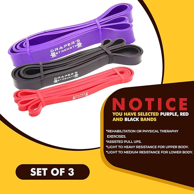 Draper's Strength Heavy Duty Resistance Stretch Loop Bands for Powerlifting Workout Exercise and Assisted Pull Ups