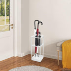 Umbrella Rack for Entryway, Modern Metal 20.87in Tall Freestanding Umbrella Holder with Built-in Shelf, Compact Storage for Long&Short Stick Rain Umbrellas and Walking Canes (White)
