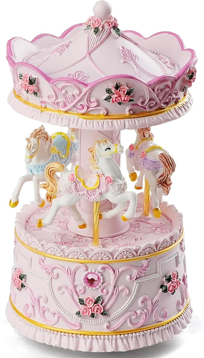Carousel Music Box Gift, Wind Up Musical Box with Light Christmas Valentine's Day Anniversary Birthday Gifts for Wife Girls Girlfriend Daughter Son Plays You are My Sunshine