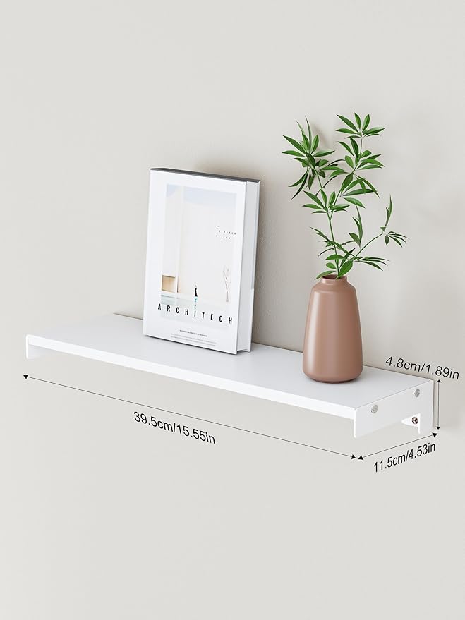 Floating Shelves for Wall, Shelves for Decor Storage Set of 6, Wall Mounted Wood Shelf for Bedroom, Living Room, Bathroom, Kitchen,Long Picture Ledge Shelves. (White)