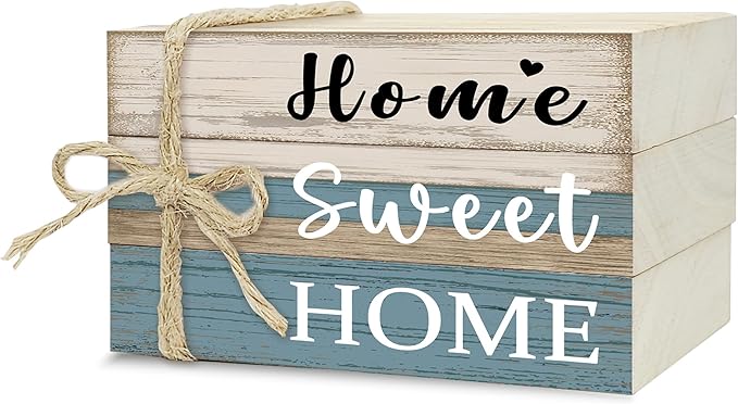 Mini Decorative Books For Home Decor, Small Wood Book Stack For Table Decor, Home Sweet Home decoration Books For Living Room Bookshelf, Farmhouse Stacked Books decoration（L50)