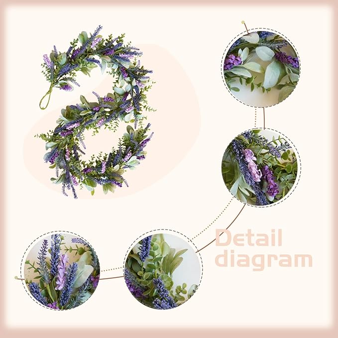 idyllic 6ft Lavender Bunny Ear Vine Garland Artificial Flower Decor for Front Door Window Porch Mantel Stair All Year Indoor Outdoor Home Decor