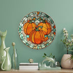 Stained Glass Watercolor Pumpkin Decorative Plates Home Decor Ceramic Plates, Fall Season Dinner Plates Display for Living Room, Kitchen, Hallway Console Side Table, Thanksgiving Gifts, 6 Inch