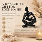 Black Bookshelf Decor Thinker Statue, Abstract Reading Figurine Style A, Resin Decorative Bookend for Coffee Table, Shelf, Home Office, Library