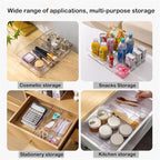 16 Pack Drawer Organizer Set, 4-Size Desk Drawer Organizer Fridge Storage Trays Containers Organization Food Storage Snack Organiser Storage Bins for Makeup Kitchen Utensils Gadgets Office