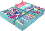 Sorbus® Set of 4 Foldable Drawer Dividers, Storage Boxes, Closet Organizers, Under Bed Organizer (Aqua)