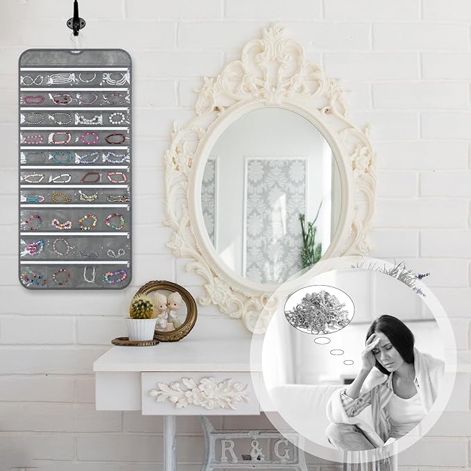 2 Pack Zippered Pocket Hanging Jewelry Organizer Dual-Sided Zipper Jewelry Holder Hanging Storage Organizer for Holding Earrings Bracelets Rings, Each with 80 Zippered Pockets