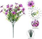 Artificial Flowers for Outdoors Daisy 12 Bundles for Home Decoration, Faux Flower Fake Plants Outside Decoration with Eucalyptus UV Resistant for Planter Porch Patio Yard Garden Purple