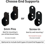 Custom cut to size (12-92 inches) oval closet rod with choice of end support (Matte Black)
