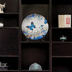 Decorative Plate Stand, 10 Inch, Flower Butterfly Round Display Plate, Table Top Plate Decor with Stand, for Kitchen Living Room Office Countertop Decor