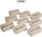 DIOMMELL 9 Pack Foldable Cloth Storage Box Closet Dresser Drawer Organizer Fabric Baskets Bins Containers Divider for Clothes Underwear Bras Socks Lingerie Clothing,Beige 090