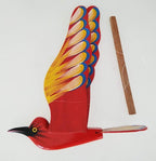 WitnyStore Wooden Bird Mobile 24" Red Northern Cardinal Hand Made Painted Wood Flapping Wing Birds Hanging Ceiling Decor Wind Chimes Handcrafted Art Animal Decorative Collectible Décor Gifts Souvenirs
