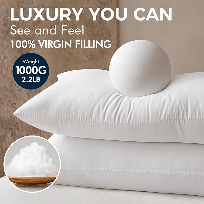 MIULEE Throw Pillows Inserts, 14x36 Inch 100% Virgin Fiber Filling Bed Couch Pillows