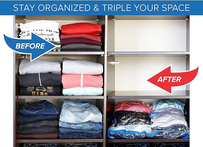 9 Combo Pack Vacuum Storage Bags (5 Jumbo Size 51"X40" and 4 Travel Bags Size 24"X16") for Storage Organization