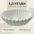 OAKOA Large Decorative Bowl - White Decorative Bowls for Home Decor - Organic Modern Home Decor Bowl - Concrete Ruffle Bowl Decor - Fluted Bowl - Scalloped Bowl