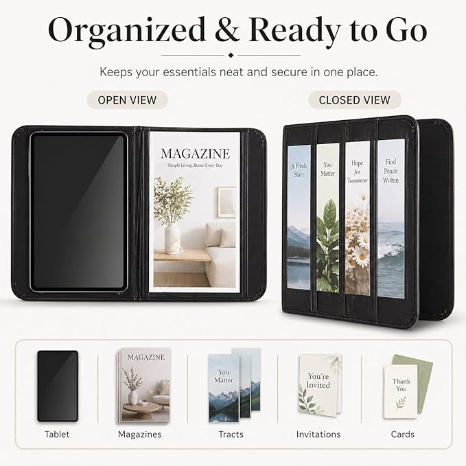 party greeting Magazine and Tract Holder for Jehovah Witness Ministry Supplies for Jehovahs Witnesses Accessories Pioneer Best Life Ever Gifts Ideas Convention(Black)