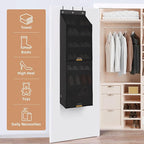 STORAGE MANIAC Over the Door Shoe Organizer with Curtain Dustproof Heavy-Duty Large Deep Pocket Hanging Shoe Organizer for Closet Dorm & Narrow Door Storage Shoe Holder Shoe Rack, 7-Shelf Black 1 Pack