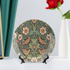 Christmas Ceramic Decorative Plate for Display William Morris Forest Flowers And Birds Household Kitchen Supplies Wall Hanging Decorative Plate with Display Stand Customize Gifts for Women, More Size