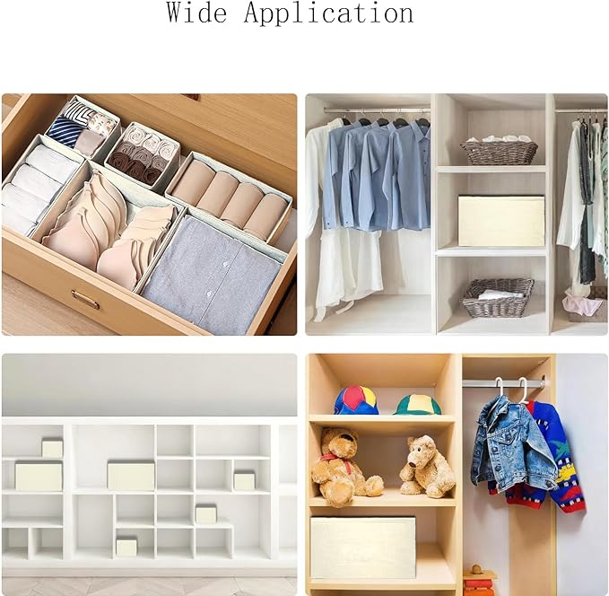 Drawer Organizer Clothes,12Pcs Dresser Drawer Organizers Foldable Closet Organization and Storage Dividers for Underwear, Sock, Baby Closet Organizer (Beige)