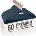 HOUSE DAY Velvet Hangers 60 Pack, Premium Clothes Non-Slip Felt Hangers, Sturdy Navy Blue Men Heavy Duty Coat Hanger, Suit Hanger for Space Saving 360° Rotating Rose Gold Hook