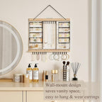 Large Rotating Hanging Jewelry Organizer, 5-Tier Earring Holder Storage Holds up to 180 Pairs, Wall Mounted Jewelry Rack for Earrings, Necklaces, Bracelets and Rings, for Girls, Black