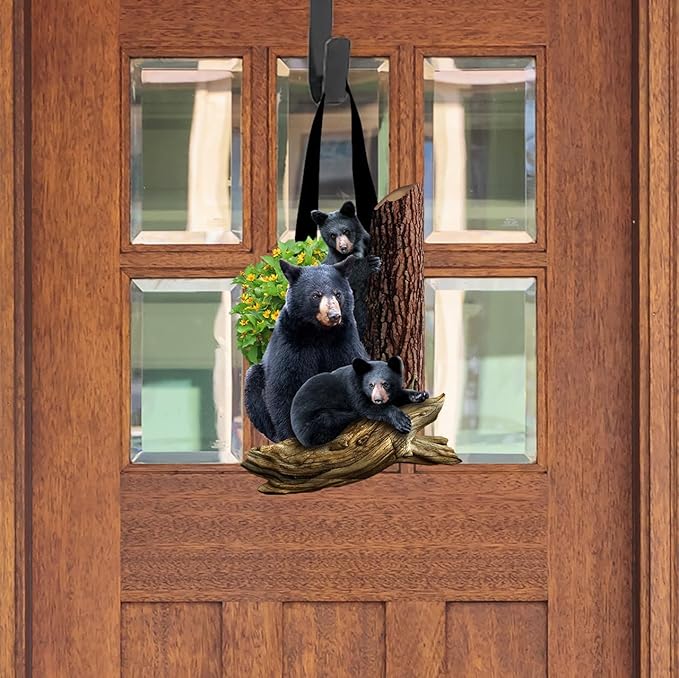 Briarwood Lane Black Bear Family Wood Door Hanger