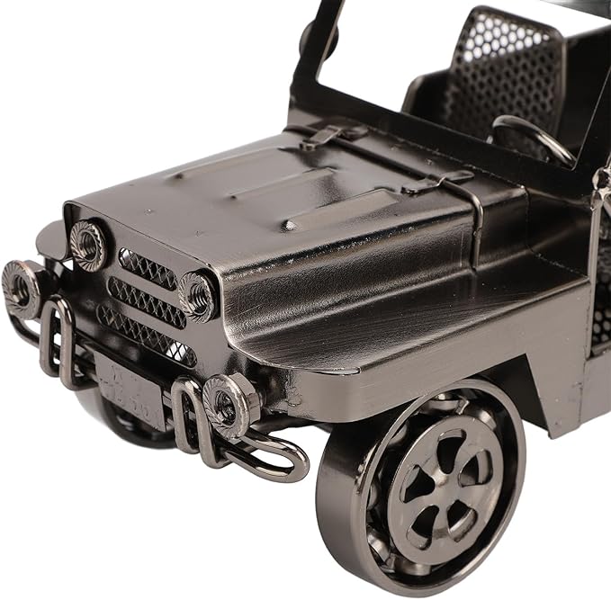 Alomejor Handcrafted Iron Car Figurine, Antique Vintage Metal Vehicle Model Home Decor with Exquisite Metal Craftsmanship, for Living Room TV Cabinet Wine Cooler Display (Silver)