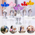Movdyka Crystal Purple Rose Flower Figurine, Glass Roses Flower Bouquet Ornament Home Decor, Mother's Day Valentine's Christmas Wedding Romantic Gifts for Women Mom Wife Girlfriend