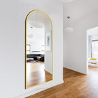 Delma Wall Mirror Full Length, Standing Floor Mirror for Bedroom Bathroom Living Room with Aluminium Frame (with Stand, Arch 69x24-Gold)