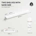 Boswillon 55.1 Inches Long Floating Shelves, 2 Set Rustic Wall Shelf for Bedroom, Nursery Book Shelf with Lip, Picture Ledge Shelf for Living Room, Bathroom, Kitchen - White