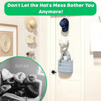 LINFIDITE 15 PCS Baseball Hat Rack Hanger Holder Organizer Multi Hook Wall Mounted Over Door Cap Display Storage Rack Cap Holder, Closet HangingStorage Rack w Hanging Hook White
