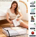 Clear Under Bed Storage Containers - 6 Pack Large Capacity Clothes Storage Bags with Lid & Sturdy Handles, Foldable Moving Bags, Clothing Organizer Totes for Bedding, Comforter, Sheet（60 L）