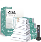 Travel Vacuum Storage Bags with Electric Pump, Multiple Combinations Travel Packing Bags for Luggage and Suitcase, Carry-on Size Compression Space Saver for Clothes and Clothing (E: 12 Combo-EPUMP)