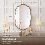 Wall Mirror in Vintage Golden, Decorative 20”x30“ Accent Vanity Mirrors, Wall Mounted Mirror Antique Brass Metal Frame for Living Room Bedroom Bathroom Entryway Stairway Kitchen
