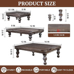 MAONAME Wood Display Risers Decorative Tray Set of 3, Farmhouse Pedestal Stand for Display Home Decor, Vintage Brown Beaded Wooden Tray for Kitchen Counter, Short and Tall Footed