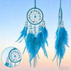 Dream Catcher Car Rear View Mirror Pendant,Car Charm Crystal Small Dream Catchers for Rearview Mirror Hanging,Dreamcatcher car Charm Ornament Gift(Blue)