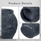 Briful Rustic Vintage Ceramic Pottery Vase, 6.1'' Farmhouse Table Decor with Distressed Texture, Wide Mouth Decorative Jar Vases for Home Decor, Shelf & Entryway, Black